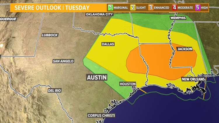 Tuesday cold front brings scattered showers and storms