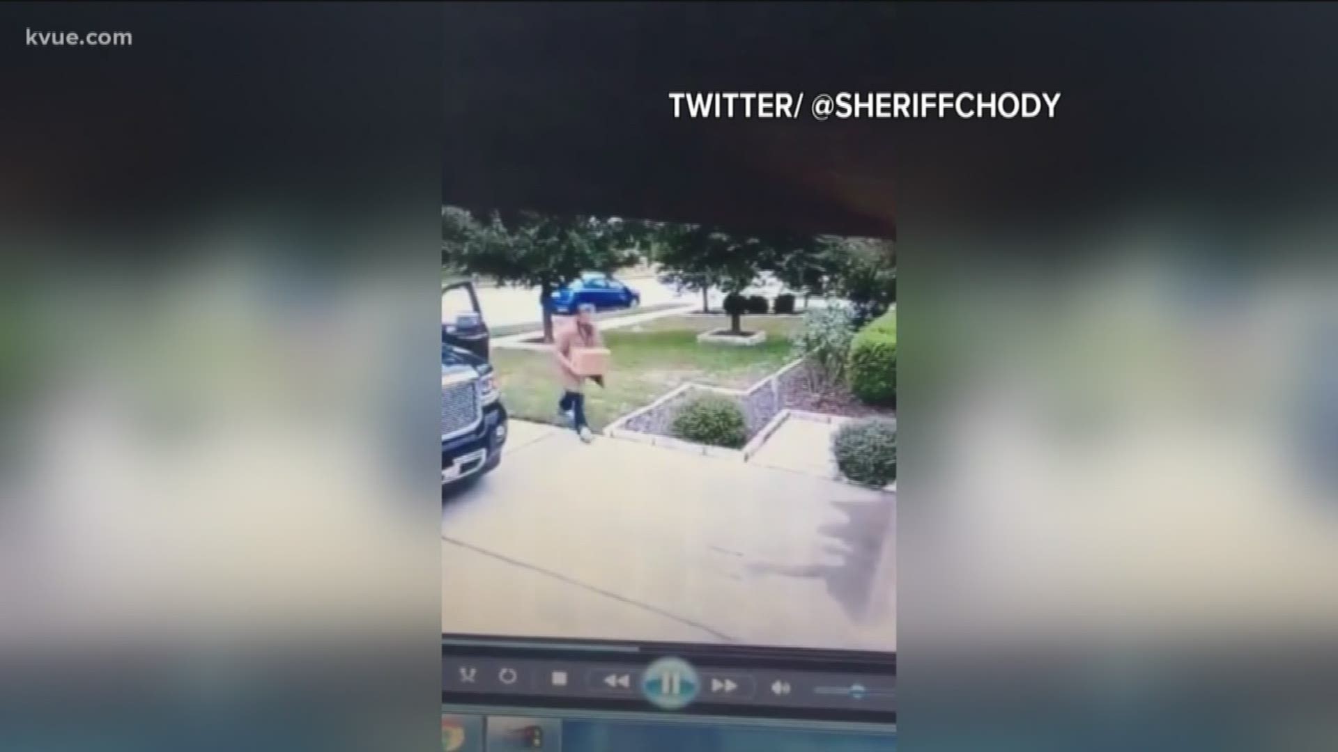 The Williamson County Sheriff's Office released a video on Twitter Tuesday which shows a man that is considered a suspect in a string of package thefts in the Teravista area.