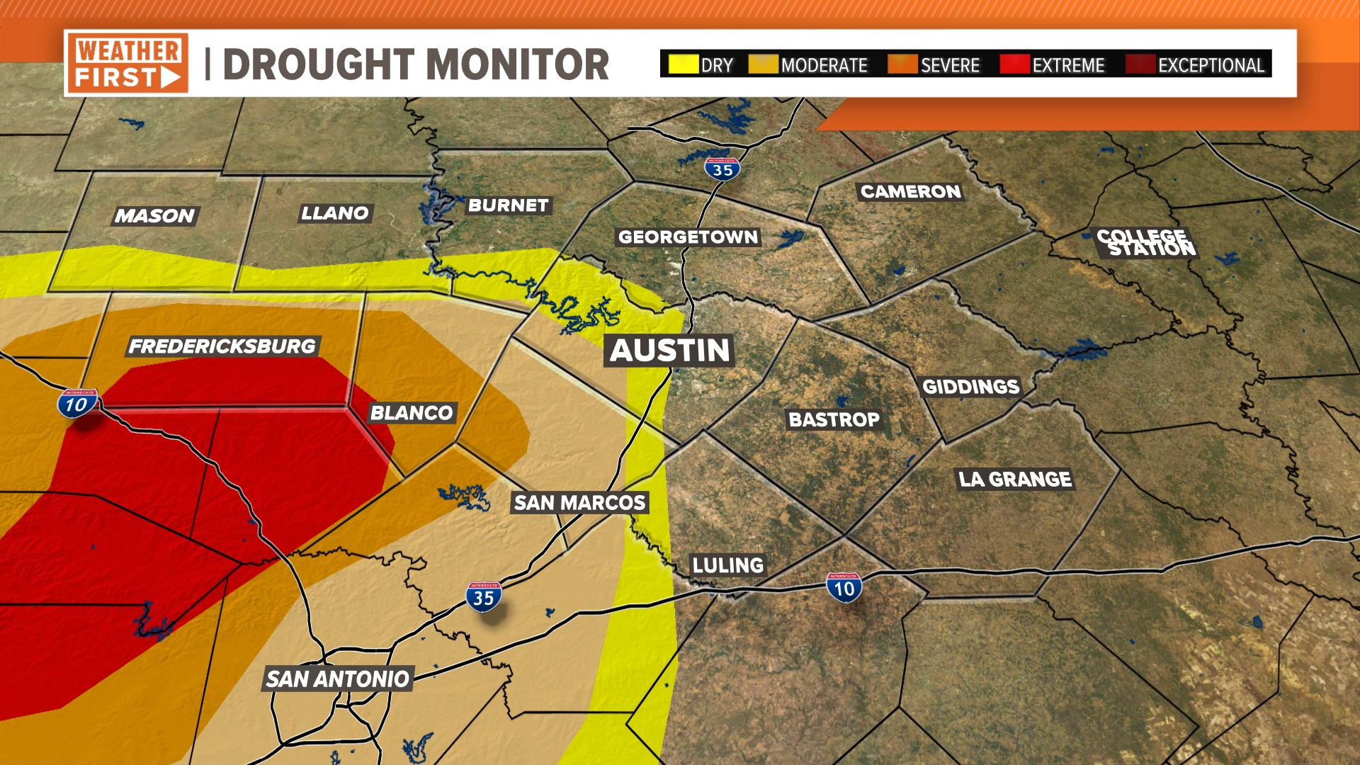 Tracking steadily improving drought conditions across Central Texas