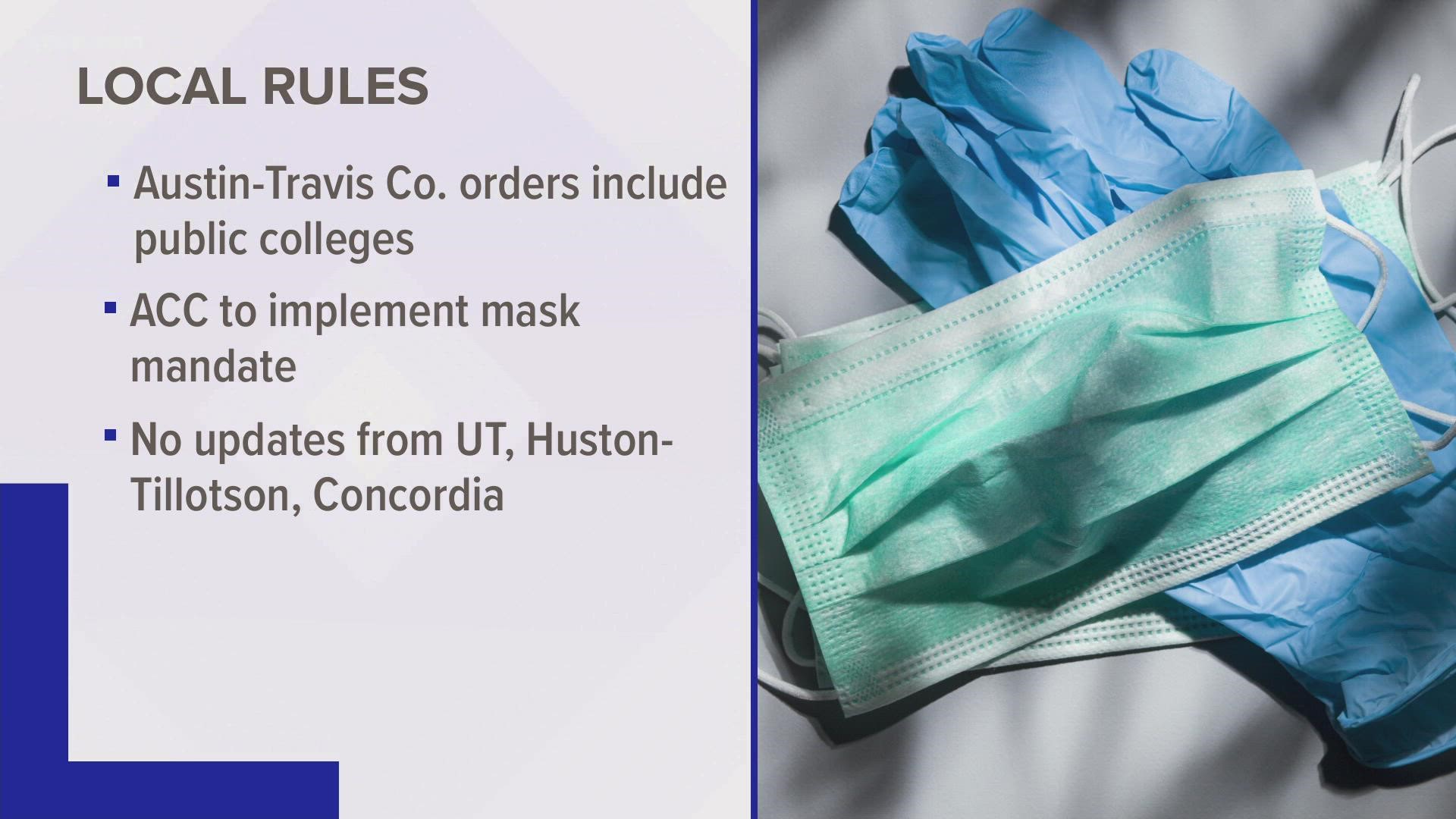 Effective August 20, ACC will require anyone age two or older to wear a face mask in all buildings.