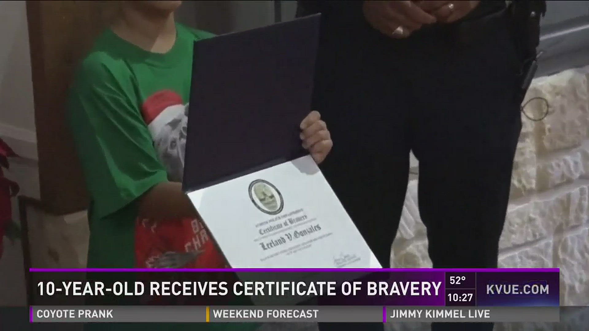 10-year-old receives certificate of bravery