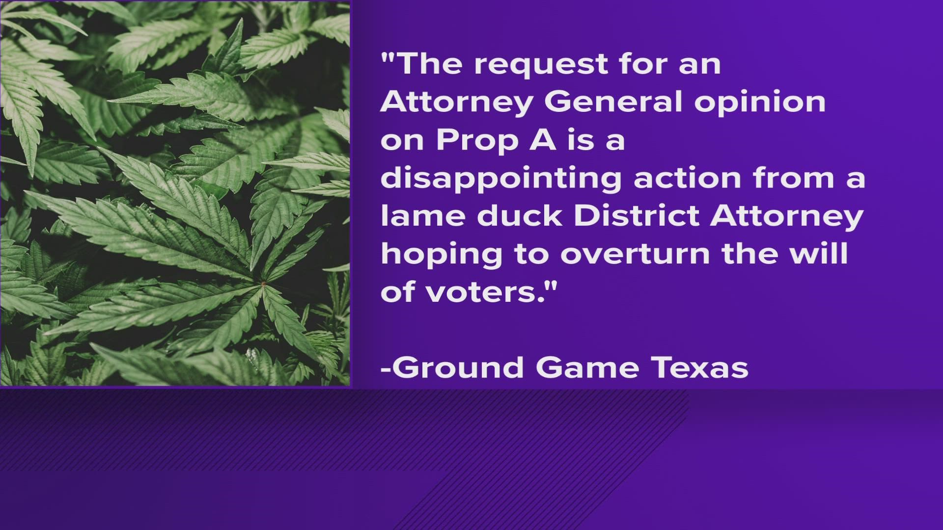 Ground Game Texas and Mano Amiga said DA Wes Mau's request to the Texas attorney general is a "disappointing action" as voters have already decided on the matter.