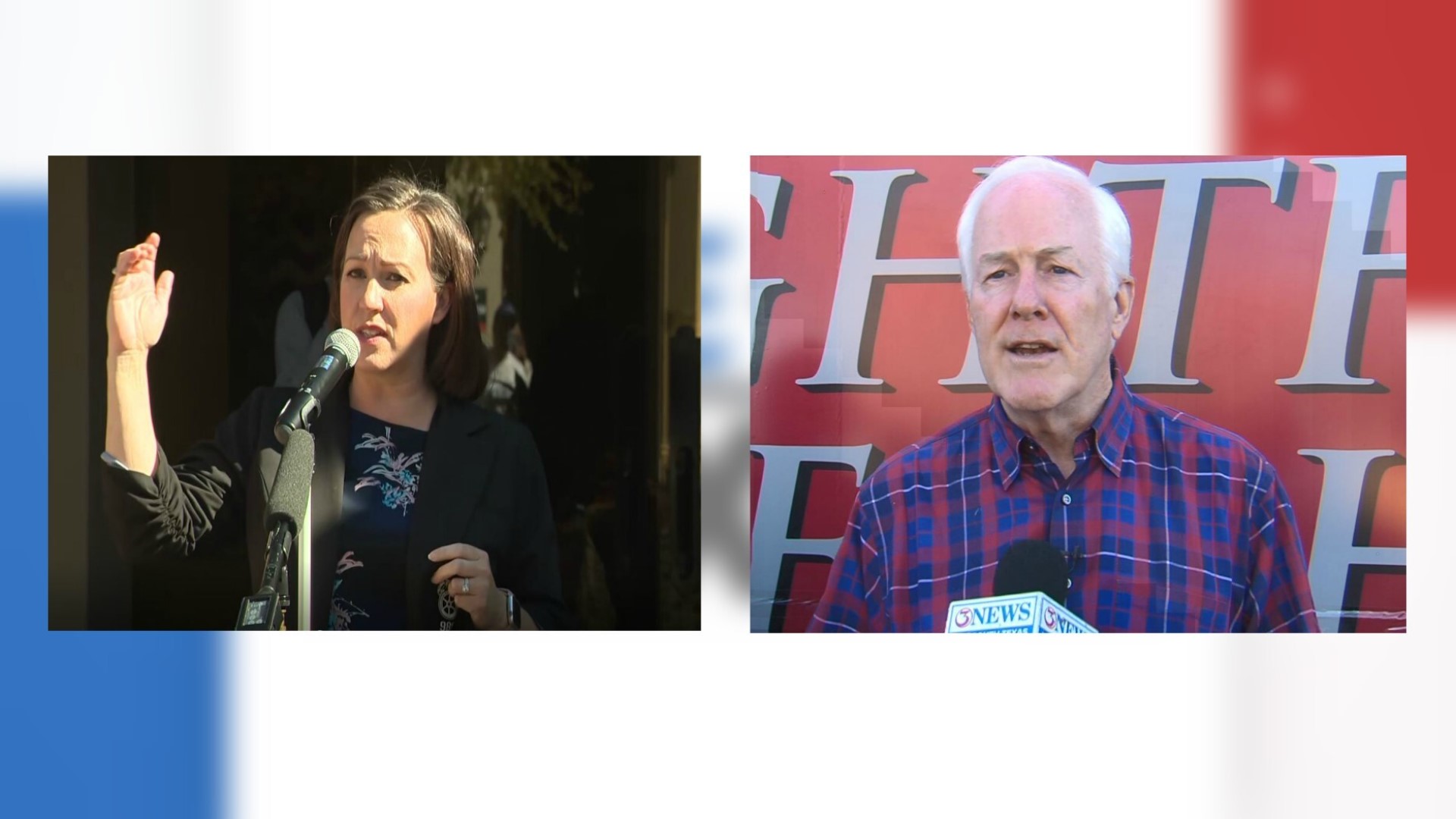 Incumbent Republican Sen. John Cornyn and his opponent, Democrat MJ Hegar, were on the campaign trail the day before Election Day.