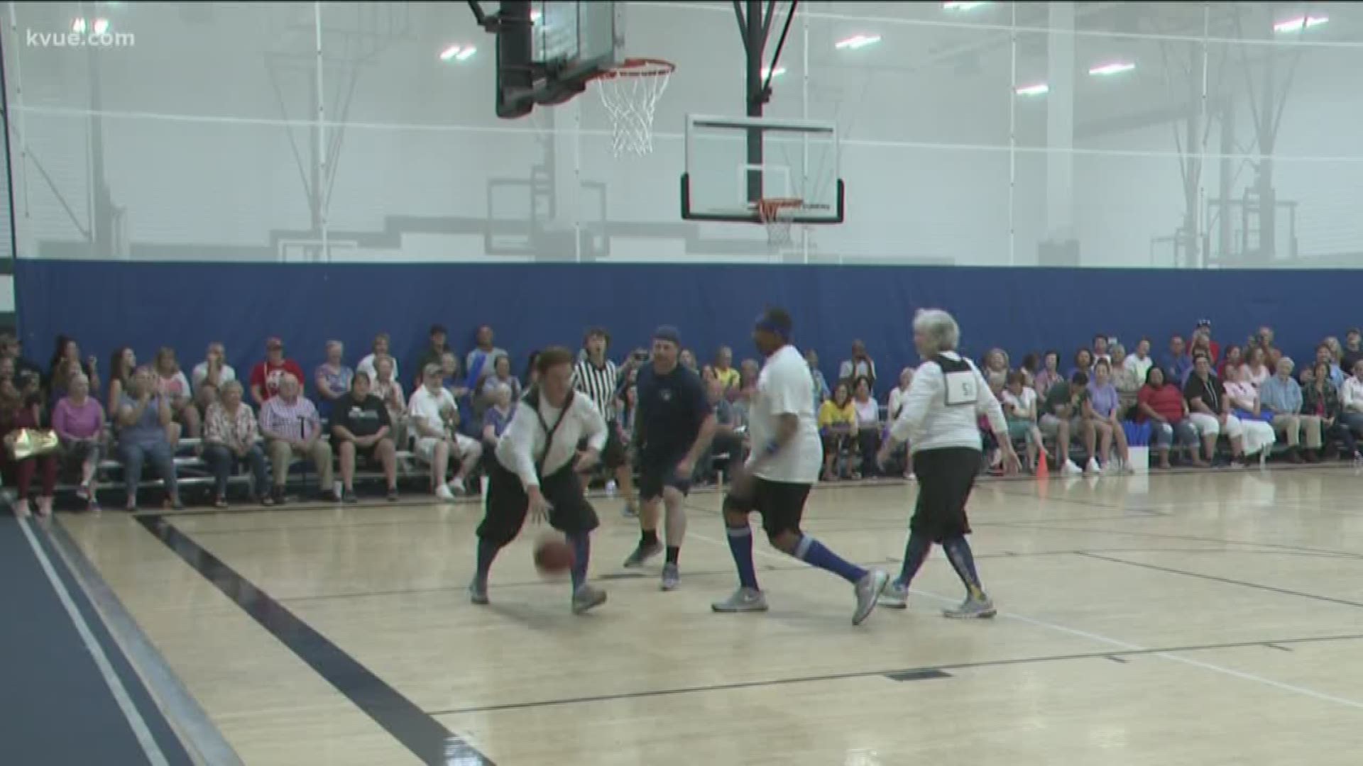 The Round Rock Rockettes played first responders from the Round Rock police and fire departments in a friendly game of basketball.