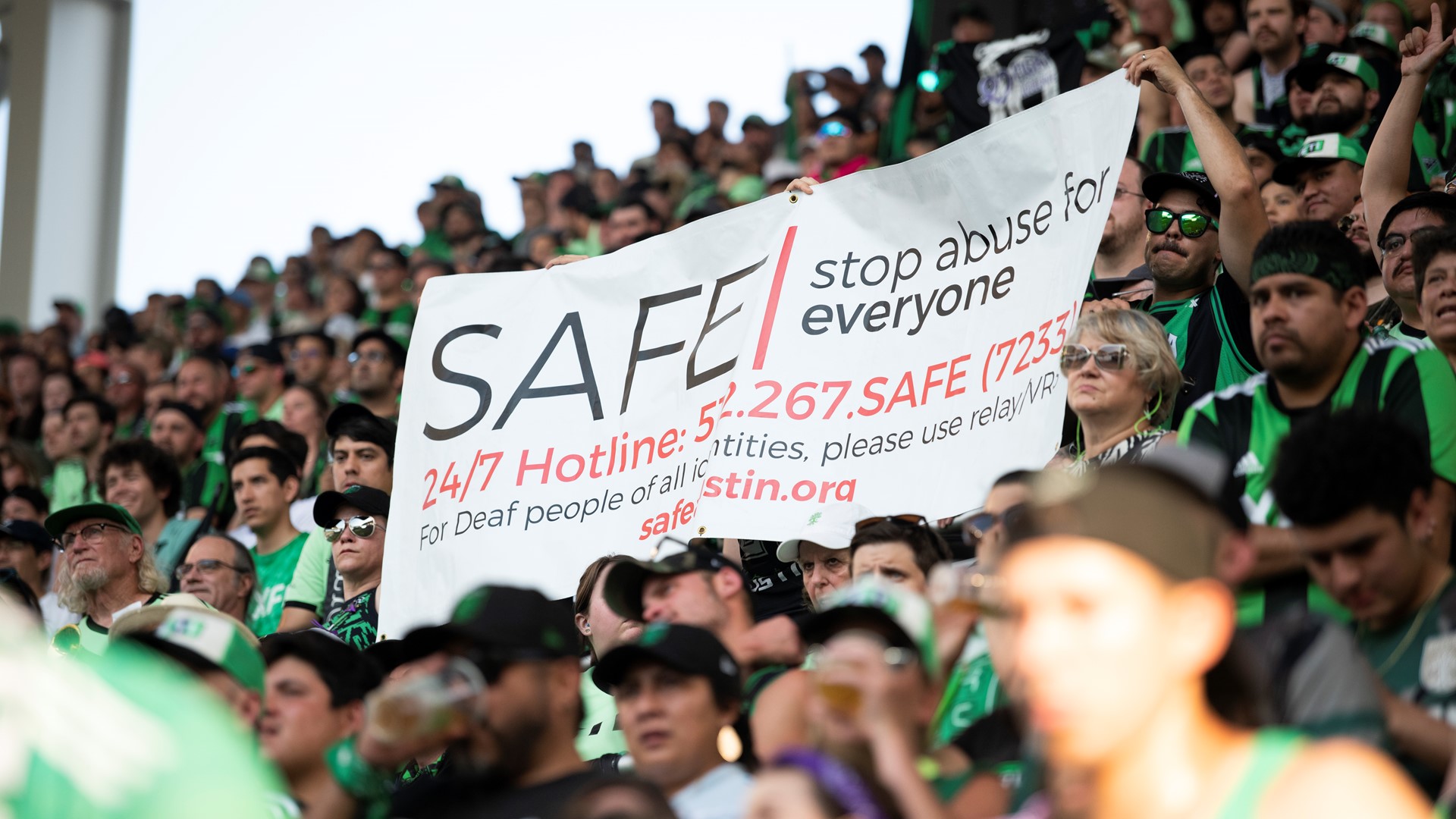 At the 10-minute mark, Austin FC fans went silent in support of domestic abuse victims and survivors.