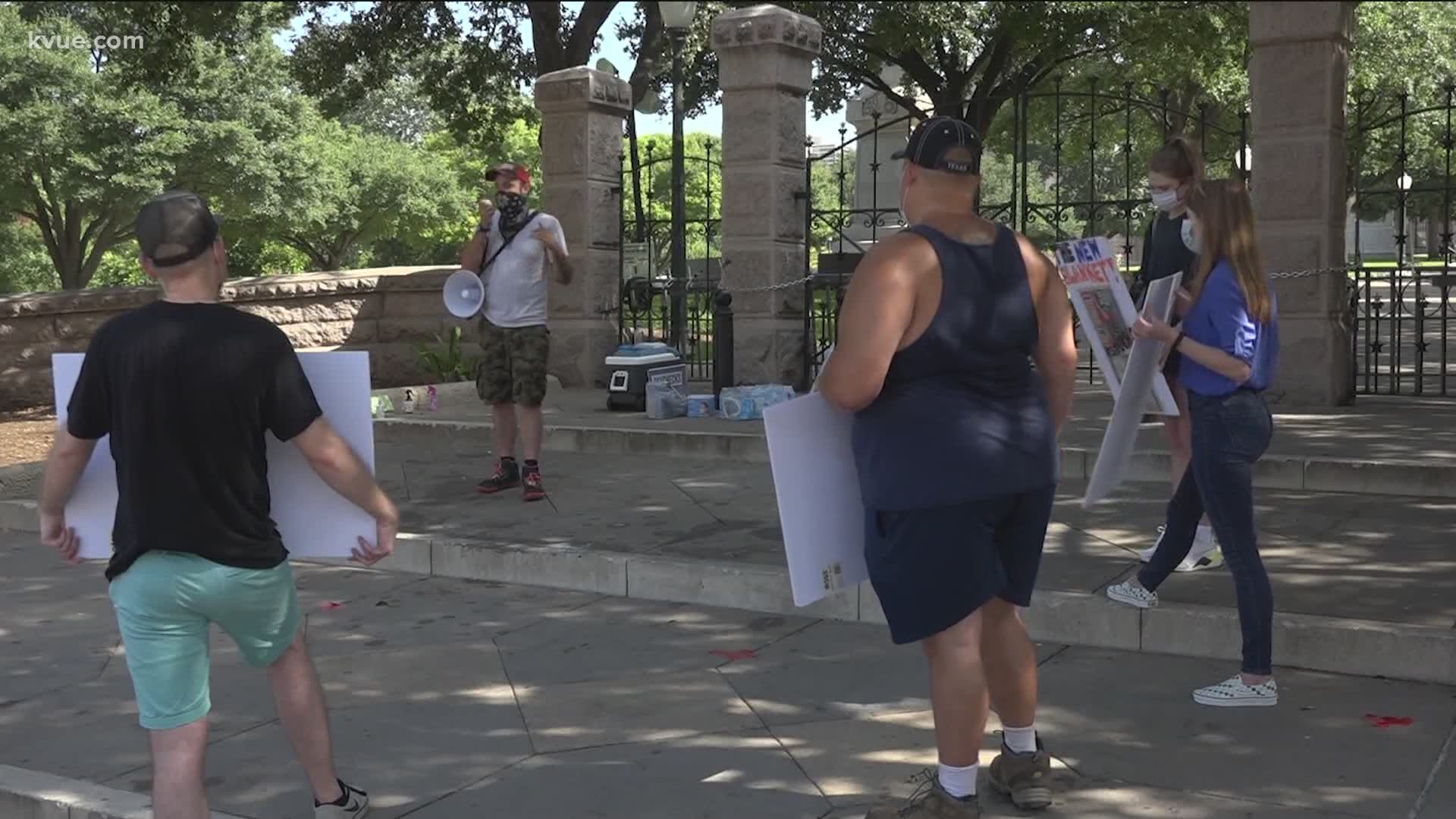 A small group of protesters were outside the State Capitol Friday morning demanding help for those laid off during the pandemic.