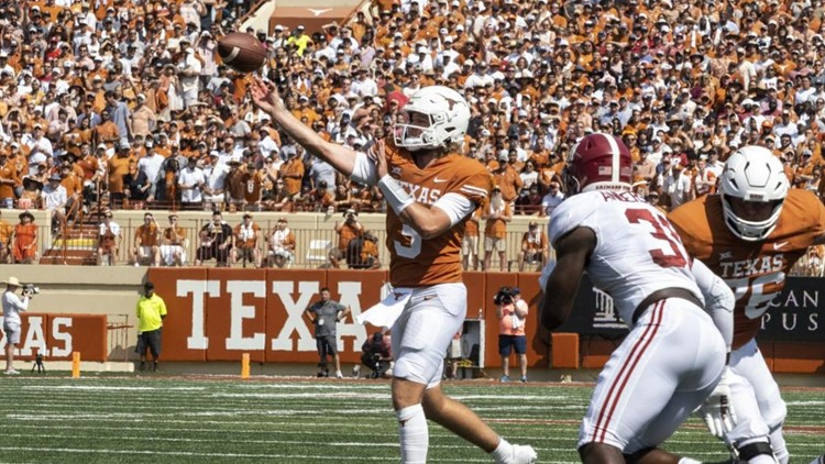 Texas QB Ewers leaves field after hard hit by Alabama