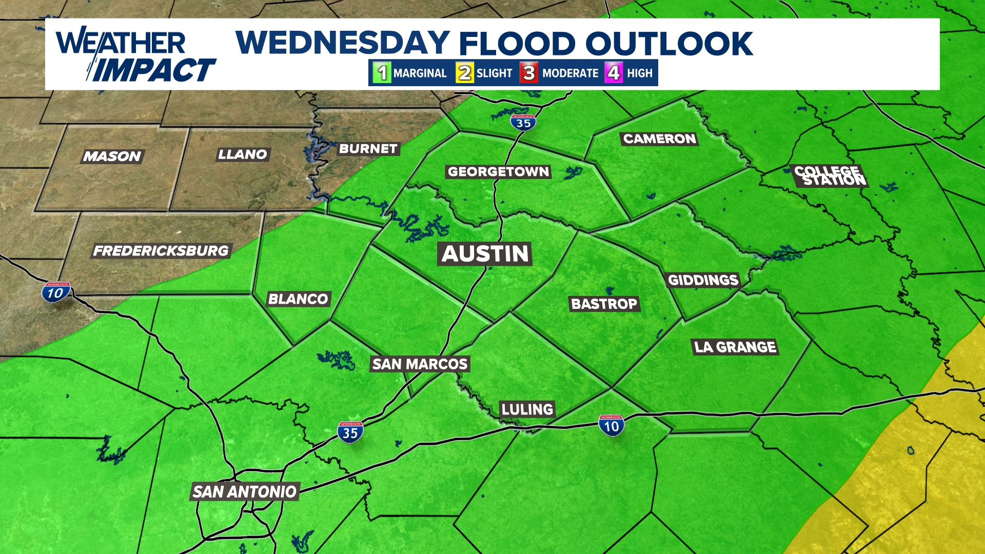 Heavy rain risk decreasing for Central Texas midweek | kvue.com