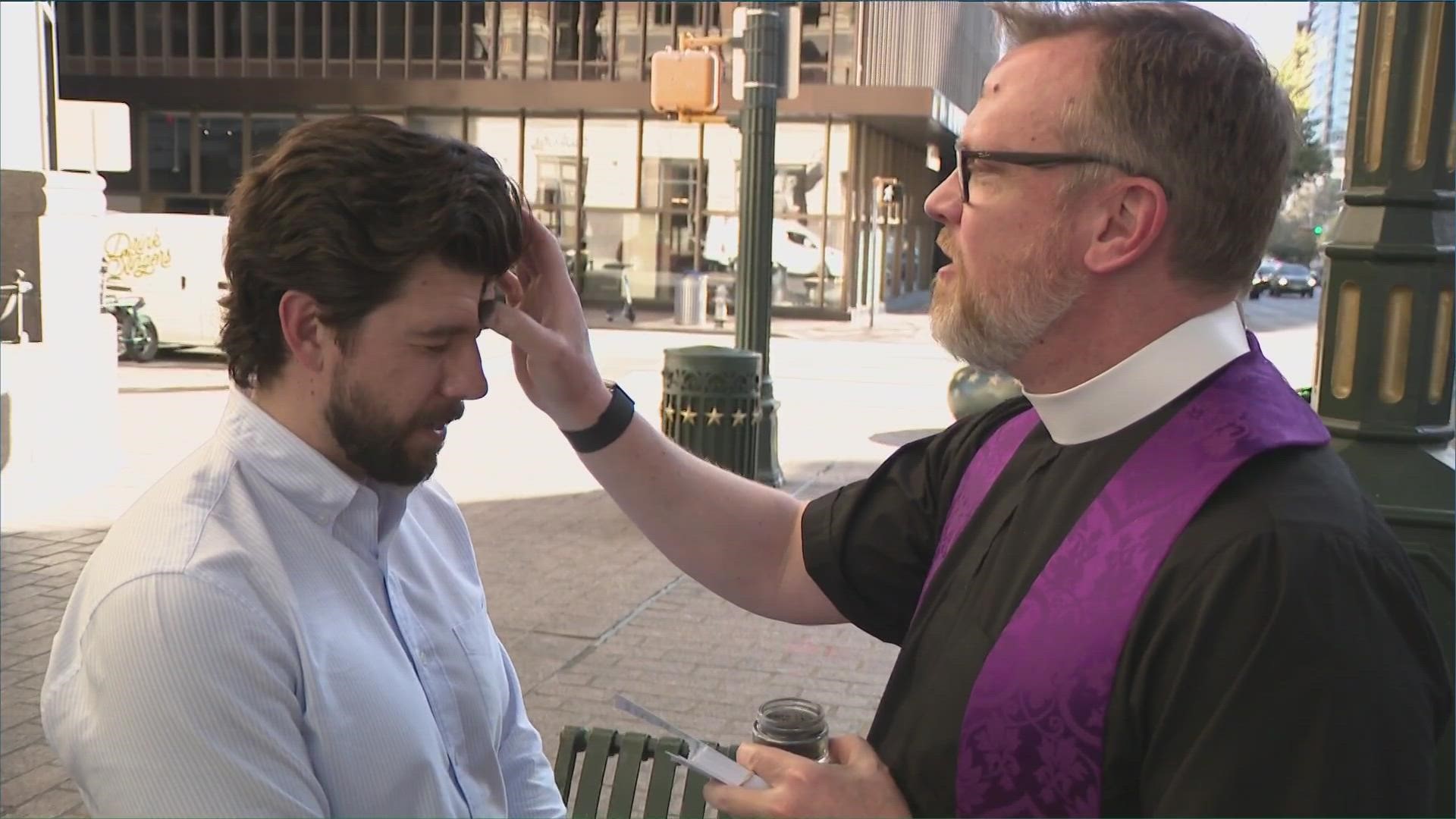 Some Austinites got their ashes "to-go" in Downtown Austin for Ash Wednesday.