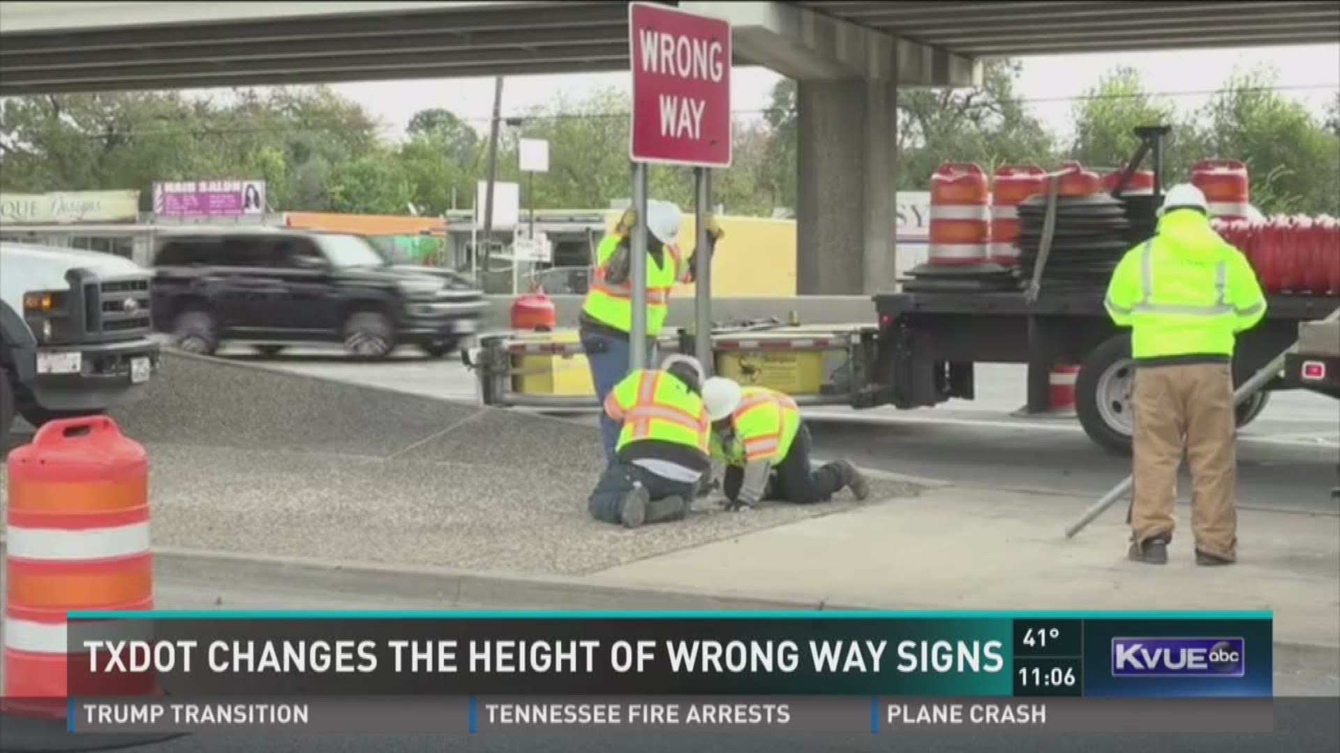 TxDOT changes the height of wrong-way signs