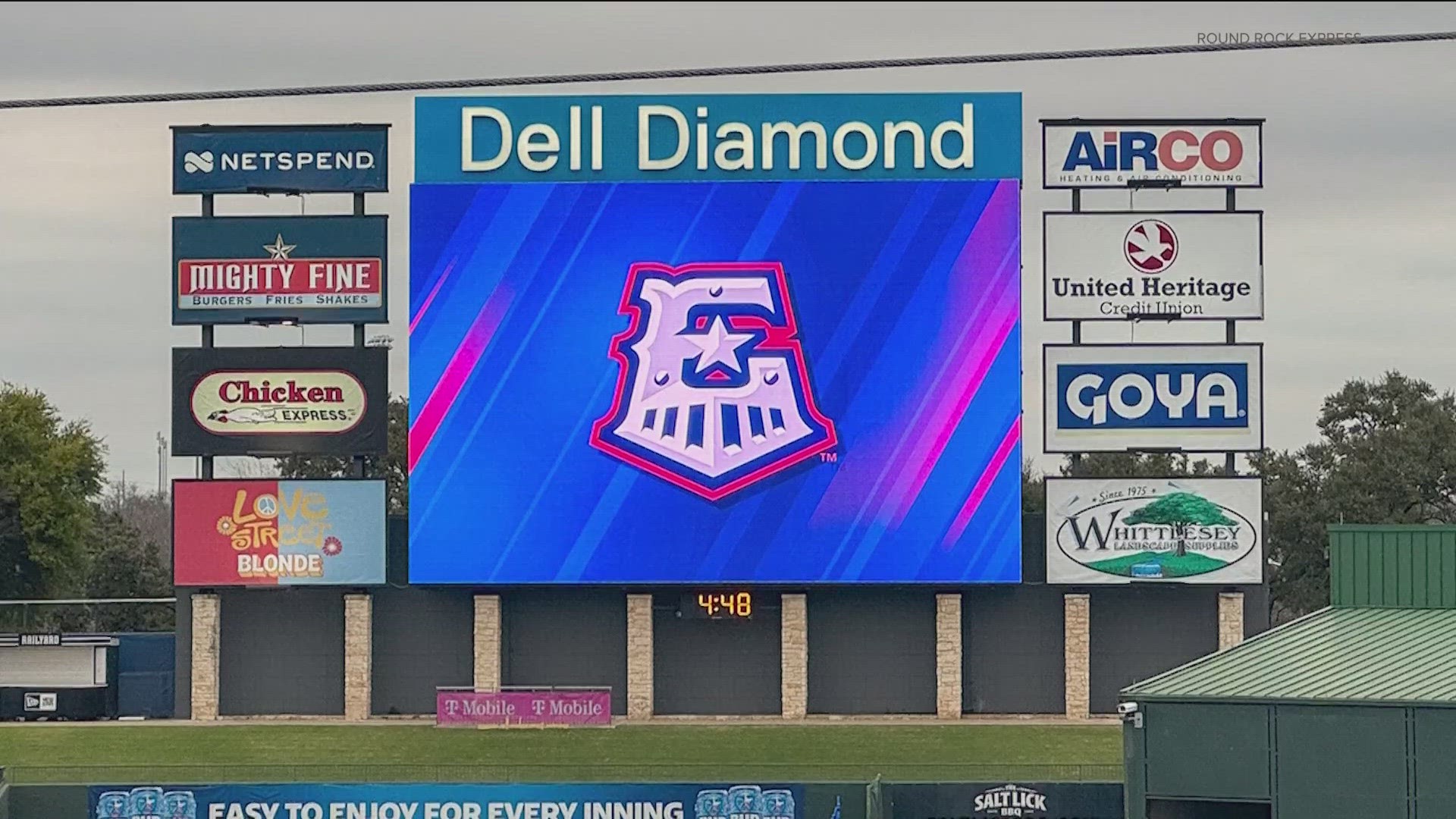 A new video board has been installed at Dell Diamond. The Round Rock Express is getting ready for its 2024 season.