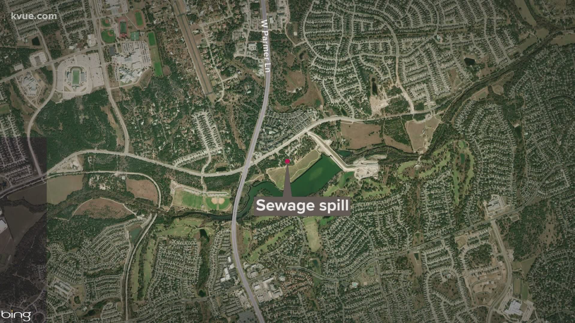 Crews continue to check for water contamination after a sewage spill in Brushy Creek.