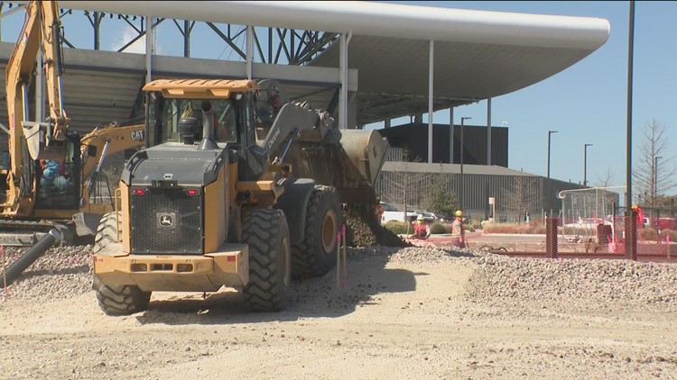 Construction progress on McKalla Station near Q2 Stadium