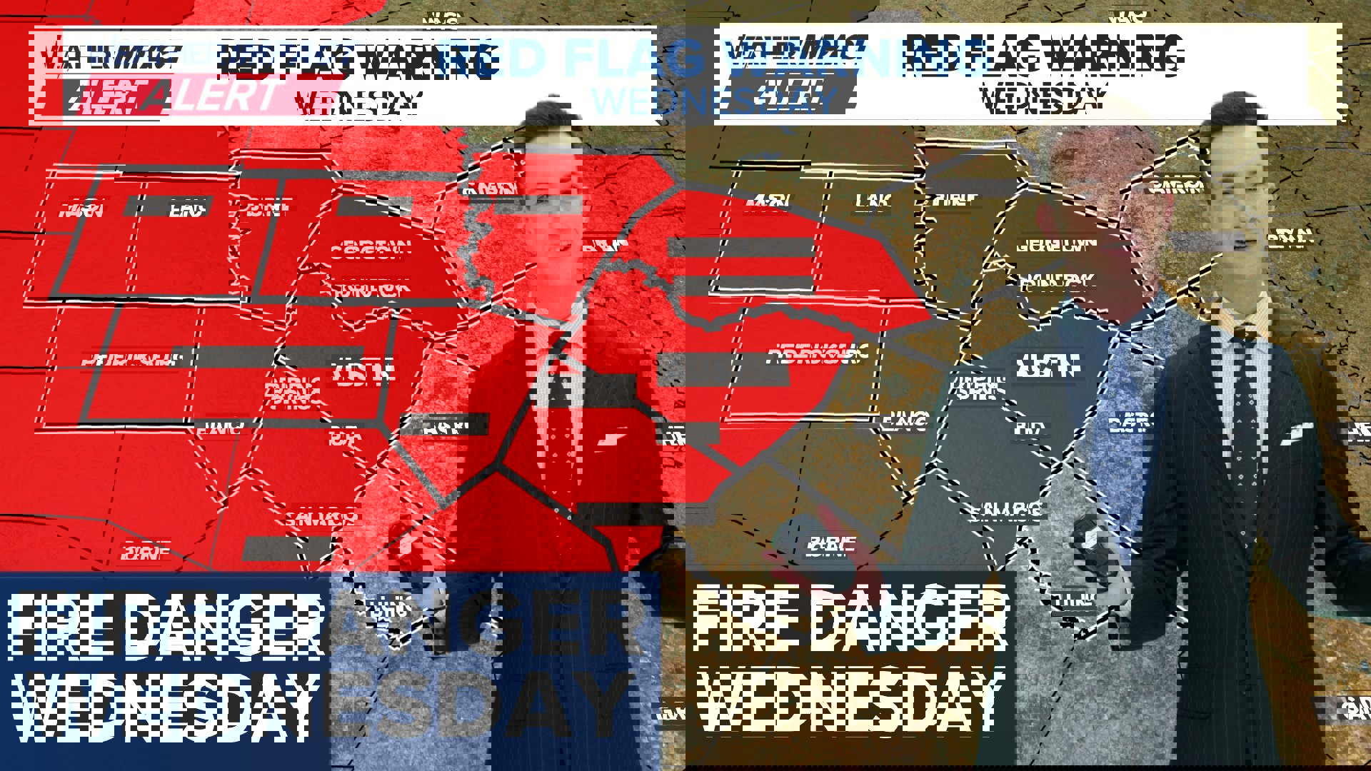 A Red Flag Warning has been issued for areas along and west of I-35 for Wednesday afternoon and evening.