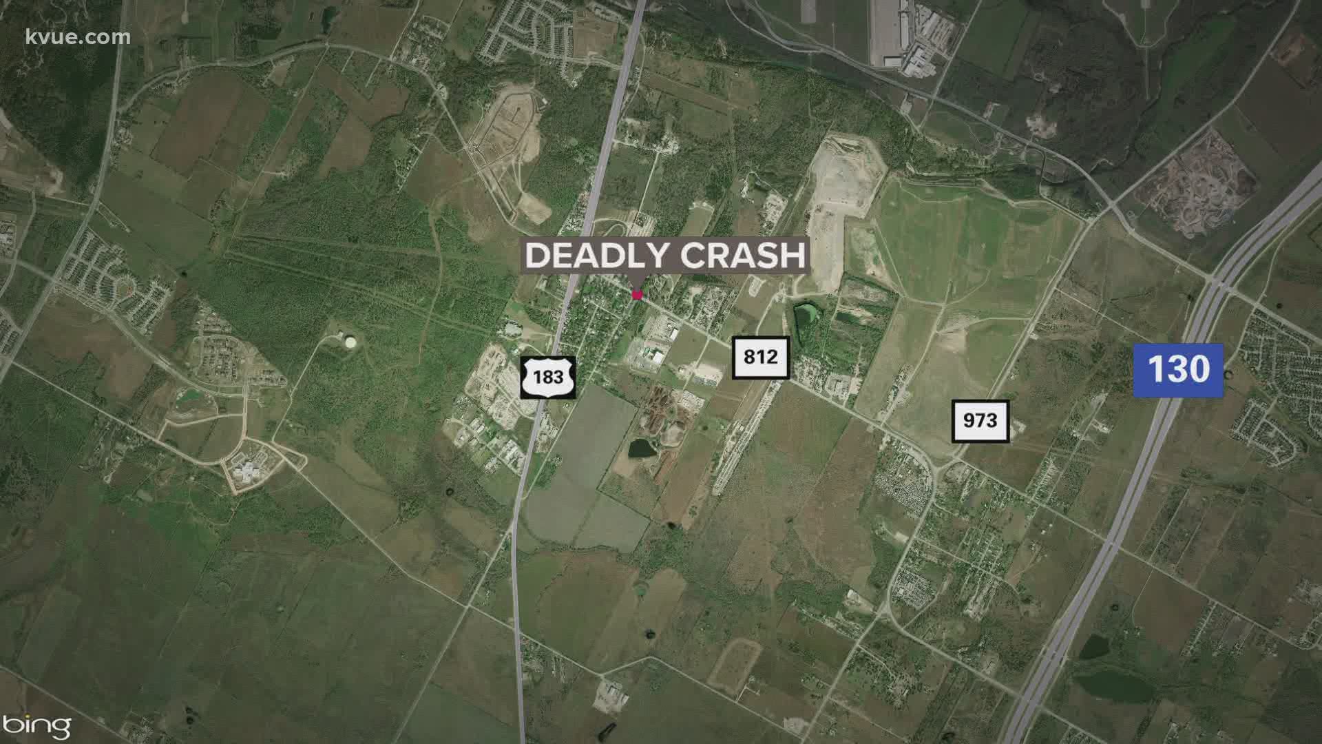 One person was killed in a two-vehicle crash in Del Valle early Saturday morning.
