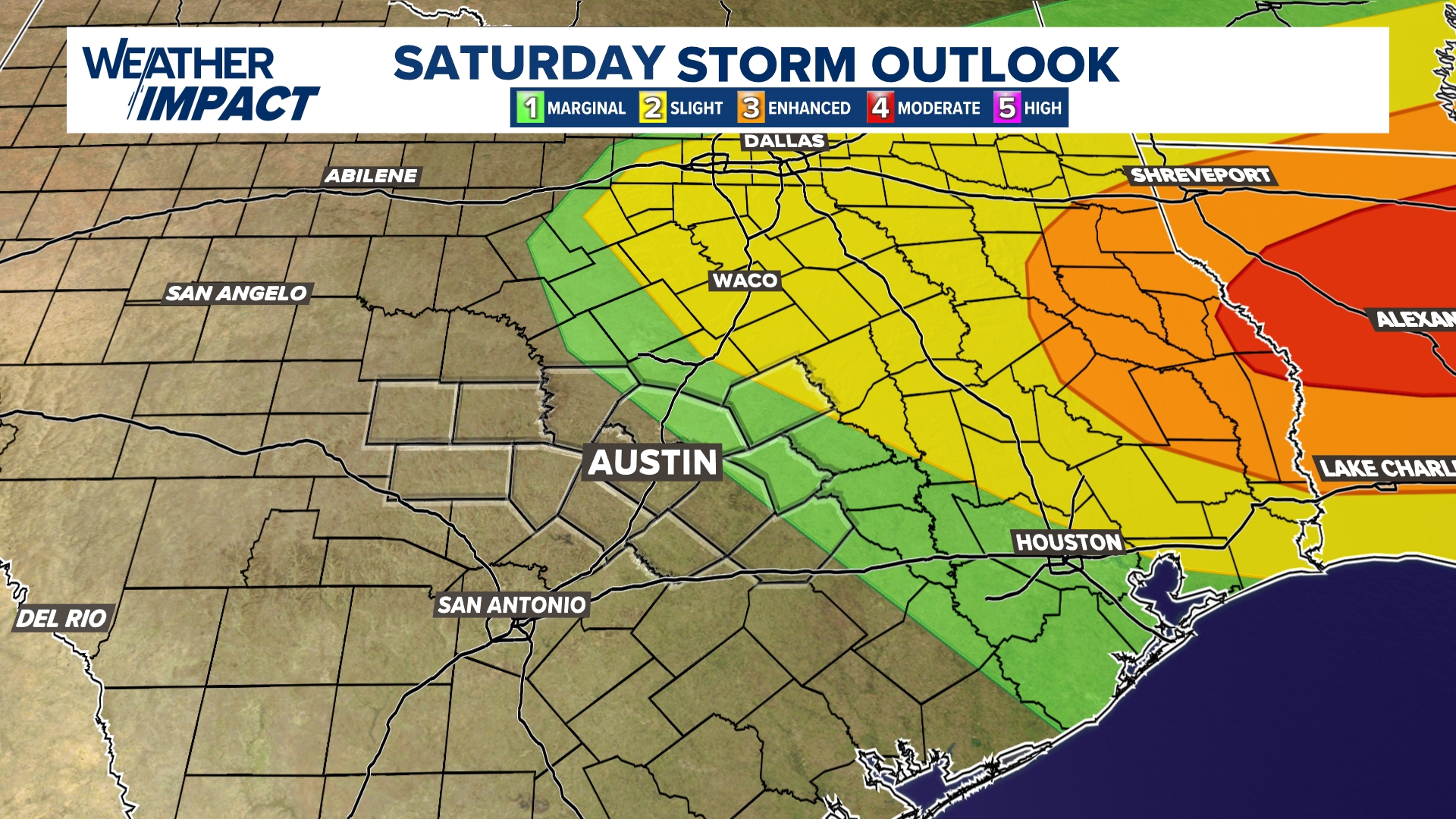 Central Texas facing low-end severe storm risk on Saturday | kvue.com