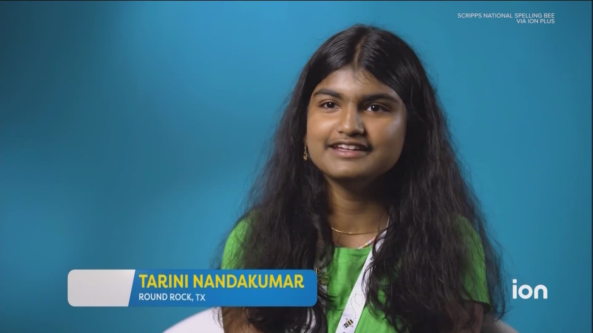 Tarini Nandakumar from Round Rock competed against 230 other contestants to make it to Thursday night's final round of the Scripps National Spelling Bee.