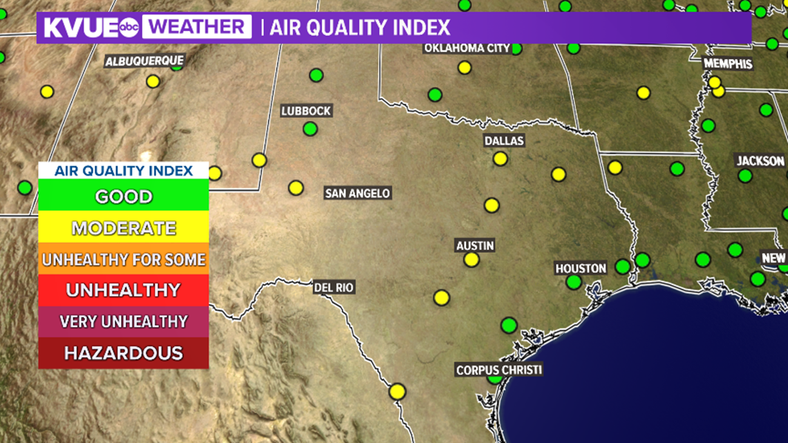 Austin air quality today Texas dust causes hazy conditions Wed.
