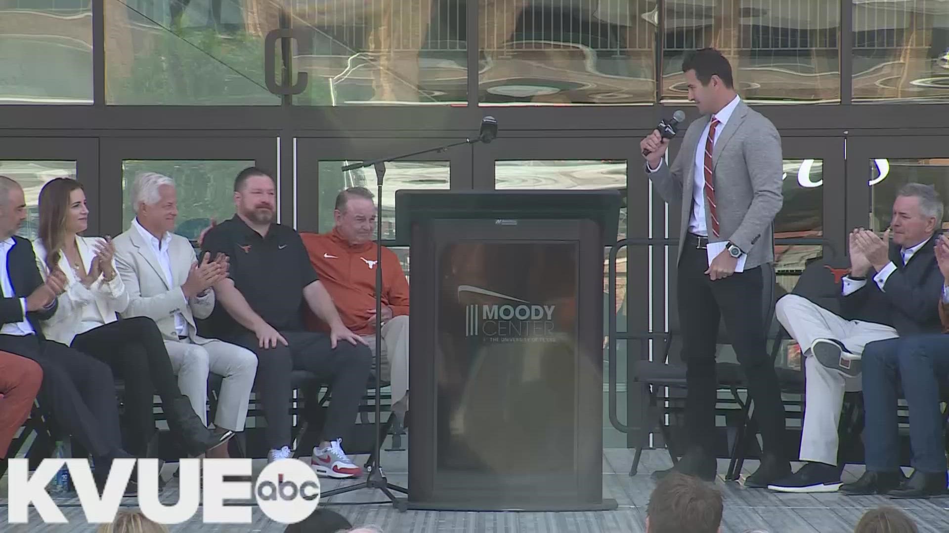“It is time to bless the Mood,” McConaughey proclaimed at the ribbon-cutting ceremony for the Moody Center on April 19.