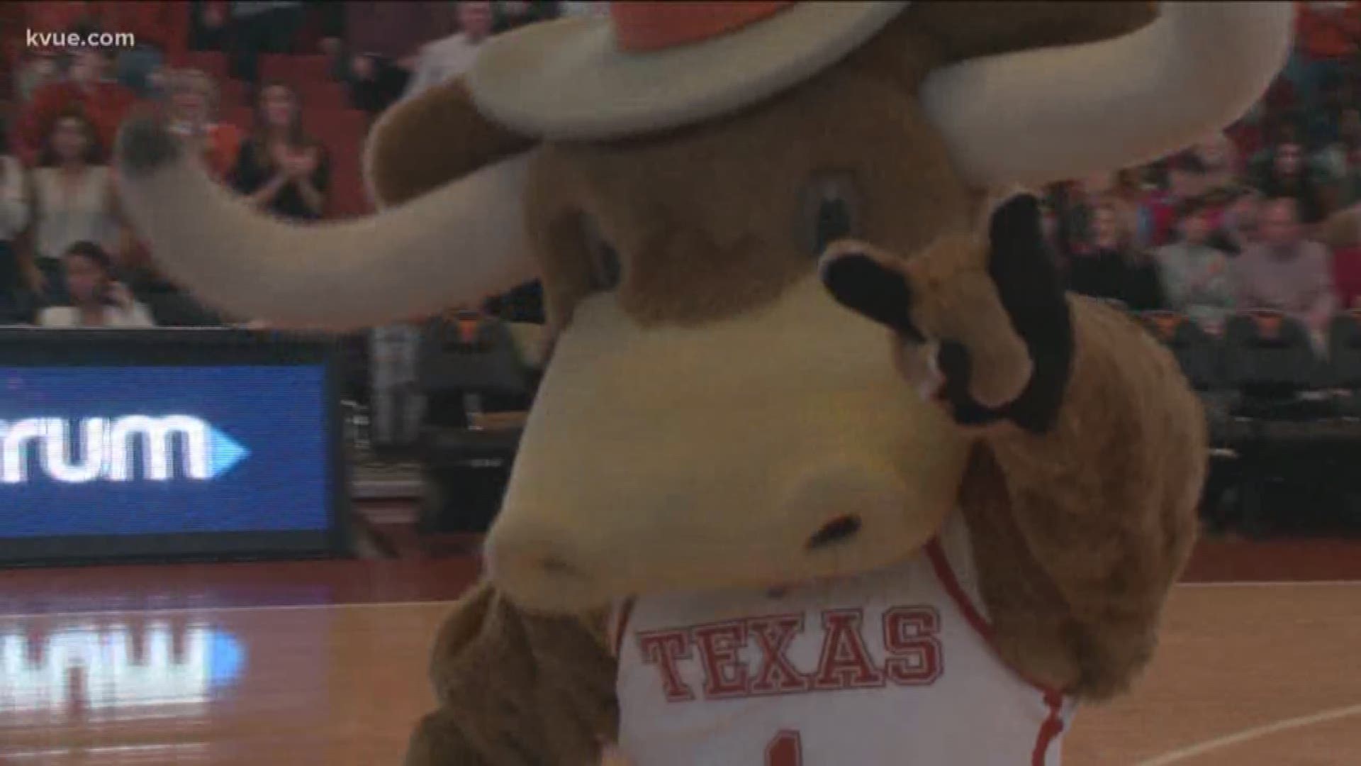 Tom Herman's Longhorns were honored for their Sugar Bowl win at the men's basketball game against OU.