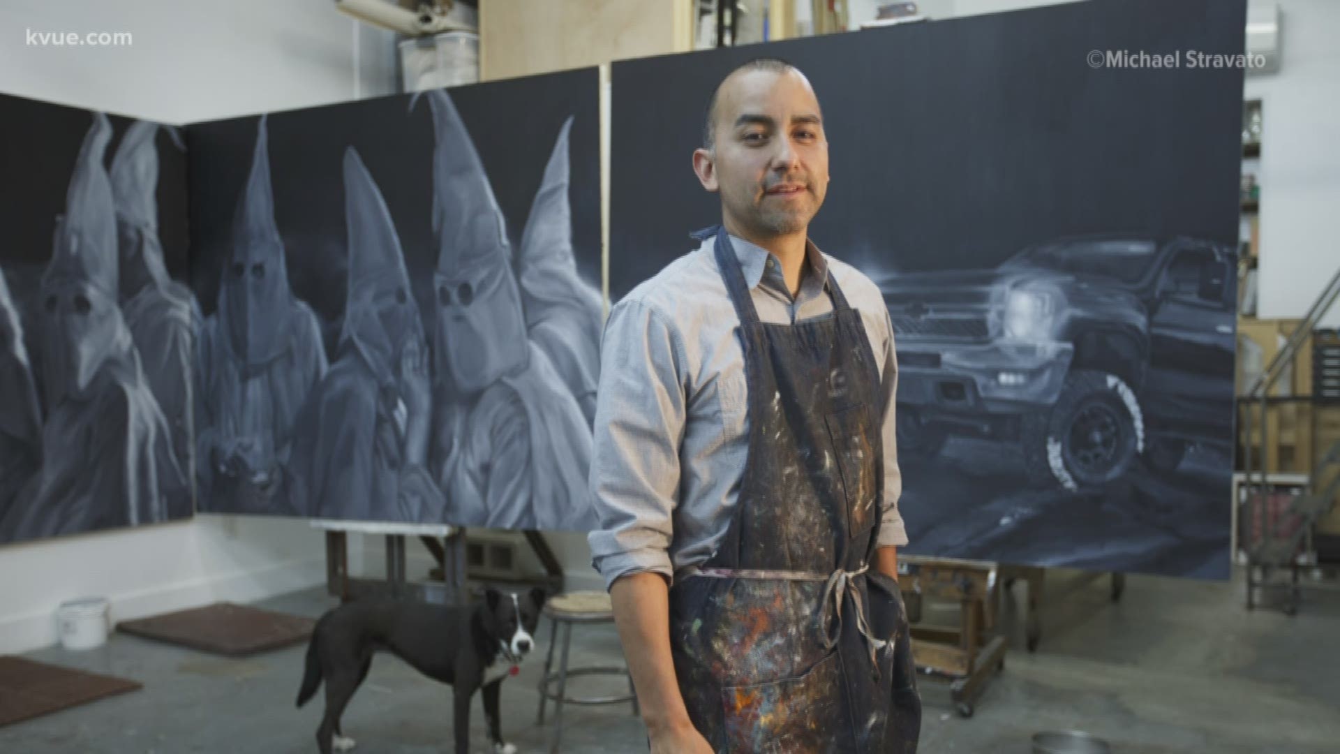 The Blanton Museum chose a controversial topic for its most recent contemporary project. It unveiled paintings depicting KKK members in a modern setting.