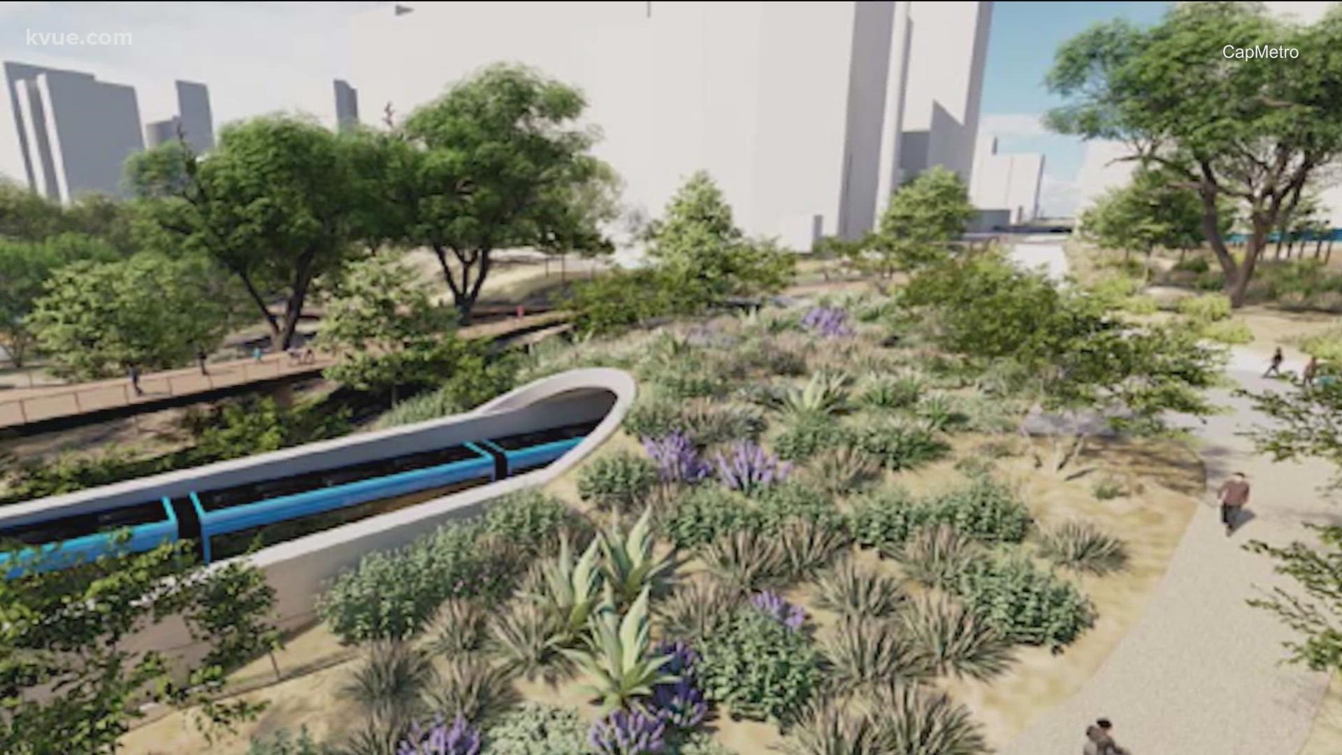 We're getting a first look at the Capital Metro Blue Line light rail and how it could look through Downtown Austin. KVUE's Bryce Newberry has the details.