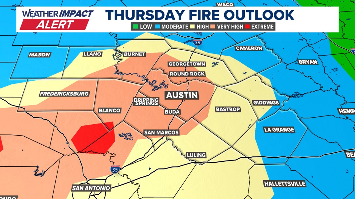 Weather Impact Alert | Fire danger for Central Texas on Thursday
