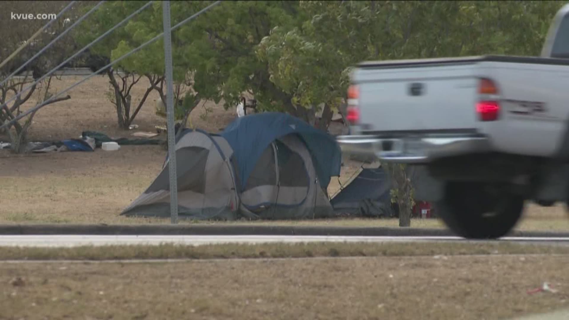 According to police, someone living in one of the tents is a known drug dealer.