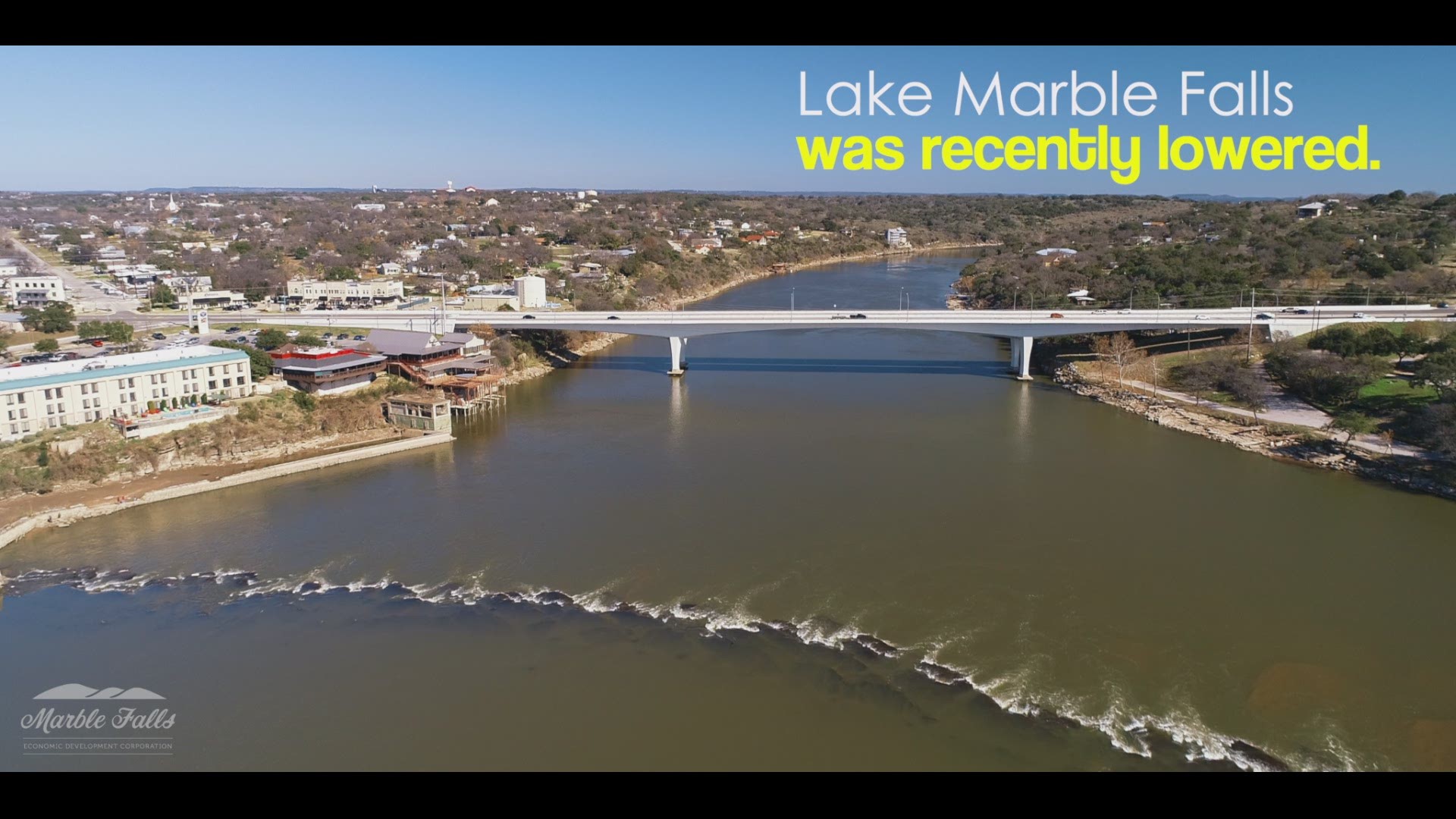 After floods impacted the Hill Country in October of 2019 some Hill Country Lakes were lowered to allow residents to rebuild. Thanks to the lowering of Lake Marble Falls, the towns namesake has been exposed.