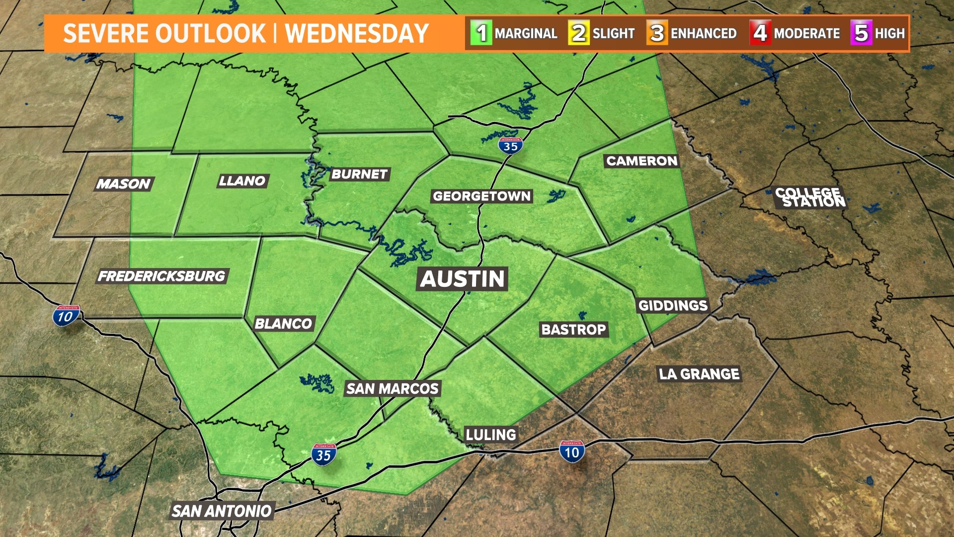 Strong storms possible Wednesday afternoon