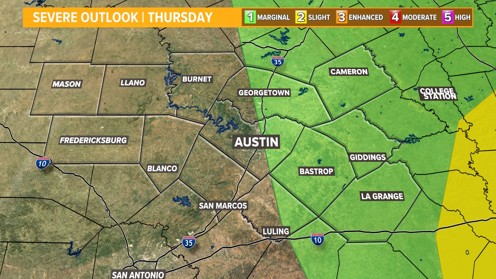 Austin weather Strong storms possible for Central Texas Thursday