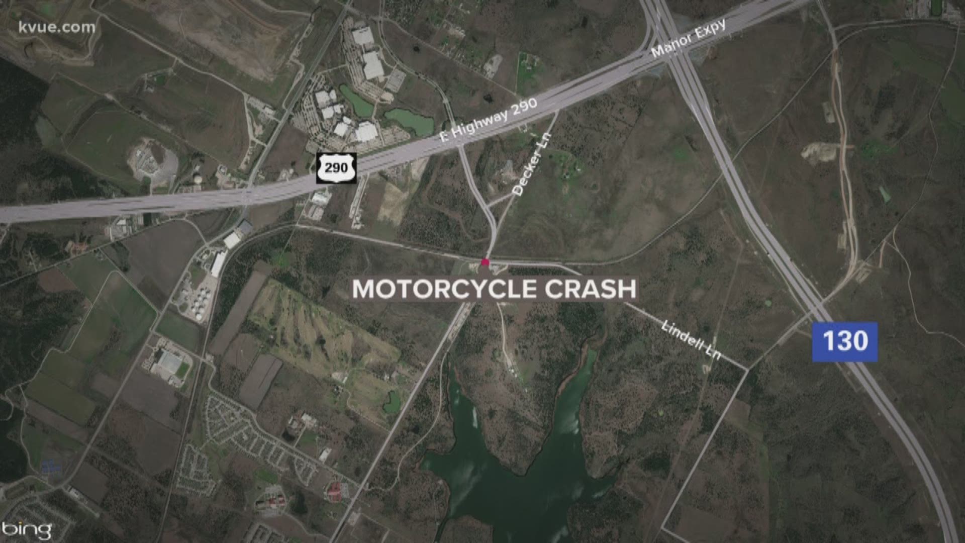 Three people are in the hospital after a crash between a motorcycle and a vehicle in East Austin on Sunday.