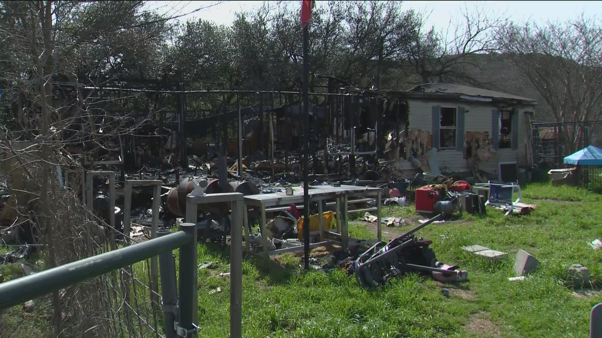 The Leander family's house caught fire as they were trying to stay warm during the ice storm. They got out alive, but their pets were not so fortunate.