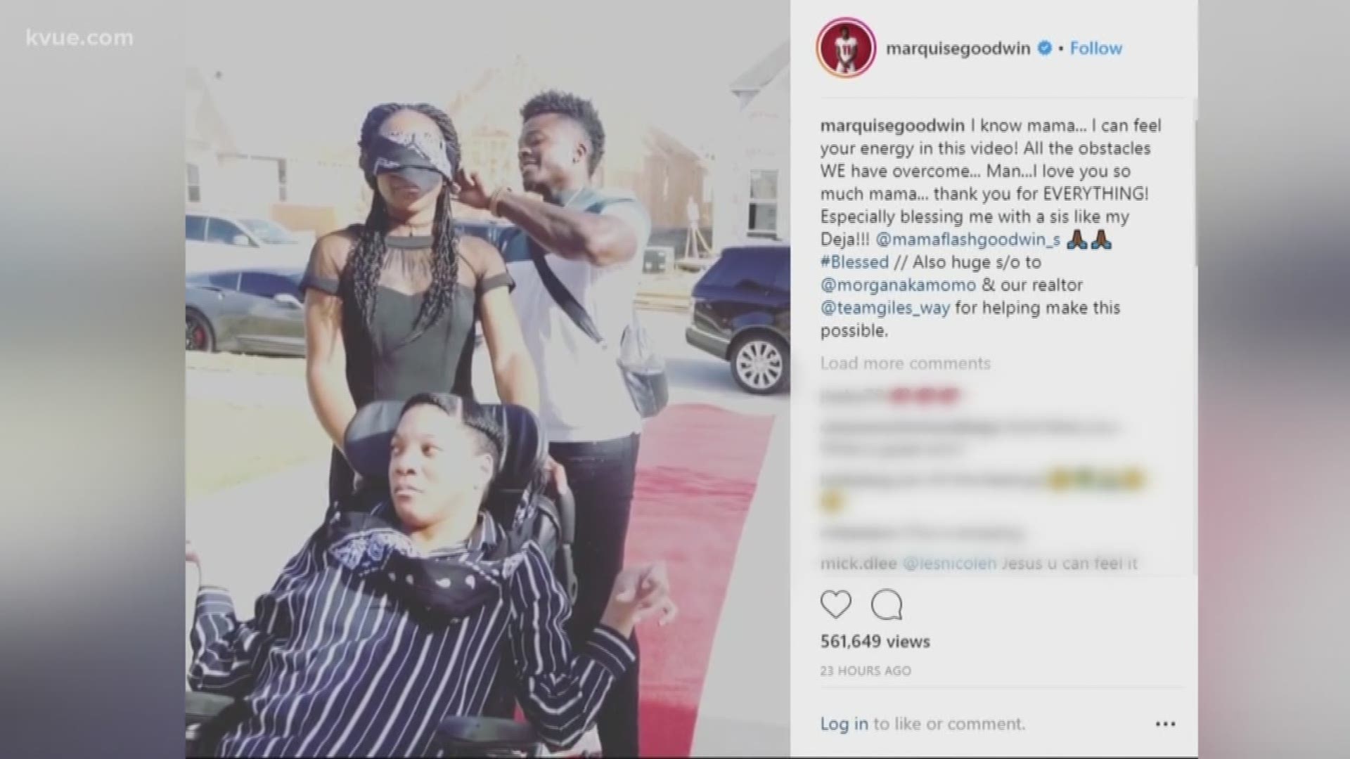 The former Longhorn football and track star, who plays wide receiver for the San Francisco 49ers, posted a video to his Instagram detailing the emotional surprise.