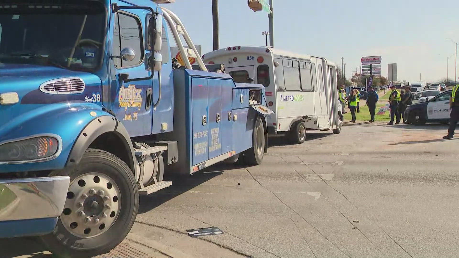 Several people were taken to a hospital after a CapMetro Access van was T-boned by another vehicle near West William Cannon, according to Austin-Travis County EMS.