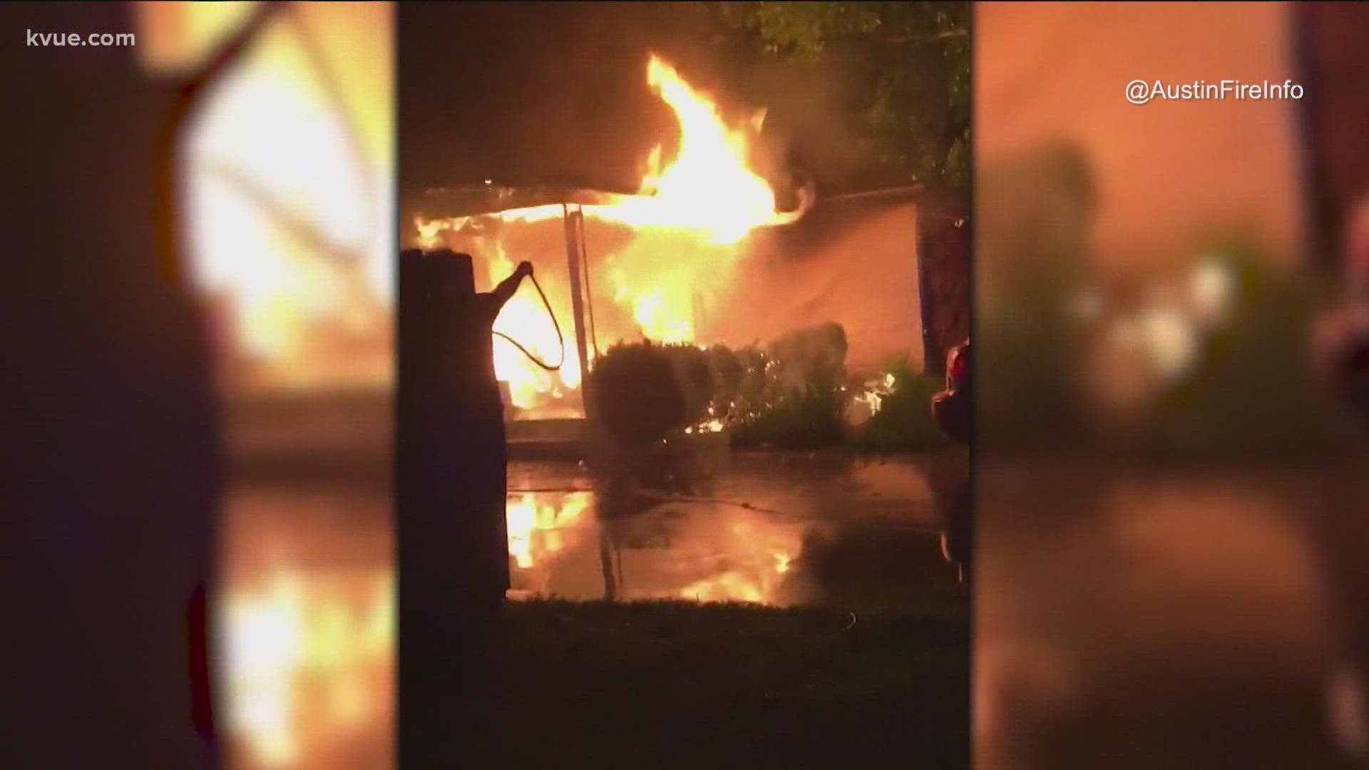 Two people and a dog are without a home after a house fire in North Austin.