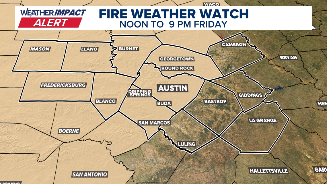 Austin in the Texas Hill Country region is again exposed to high fire this week