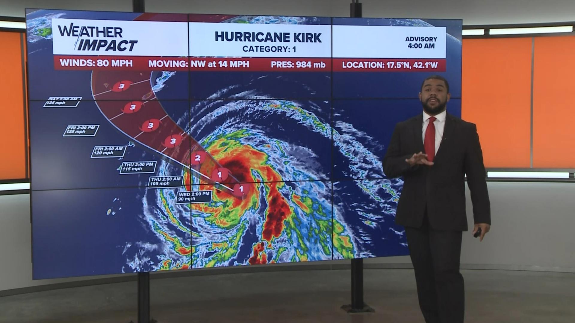 KVUE Meteorologist Jordan Darensbourg has your Oct. 2 morning tropics update. He's tracking the latest on Hurricane Kirk.