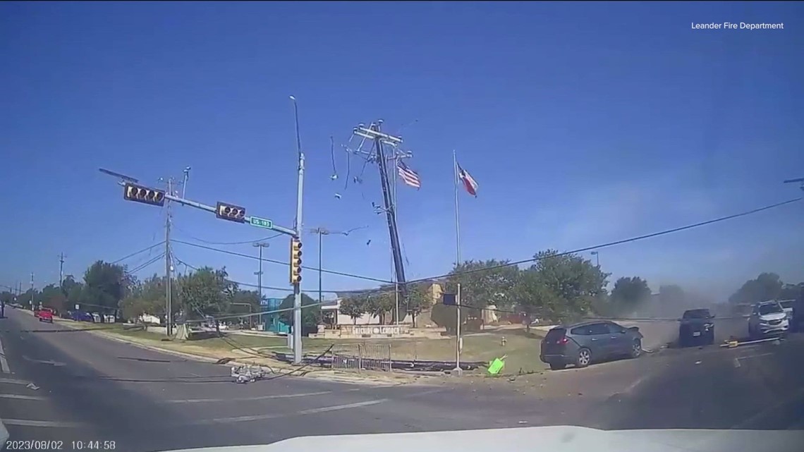Leander driver hits utility pole, pole bounces on power lines - Vimarsana News