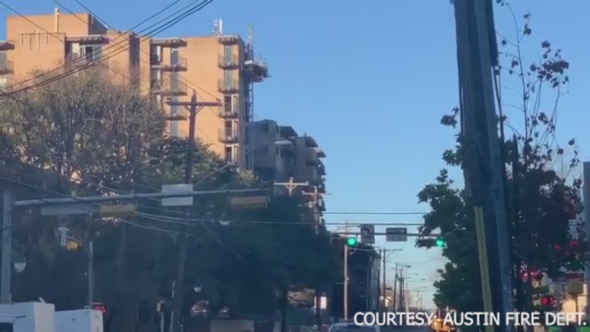The building was imploded on Sunday morning. Video courtesy of the Austin Fire Department.