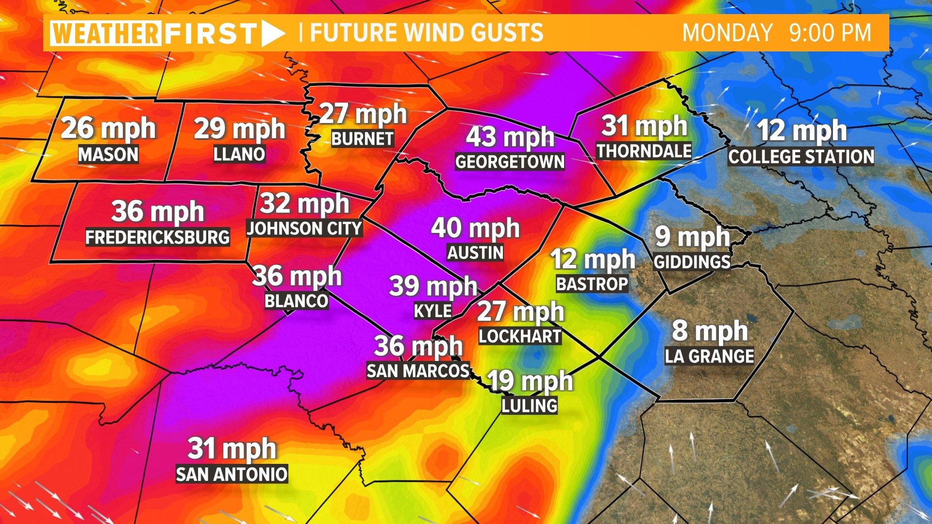 Austin, TX weather forecast Storms possible to start the week