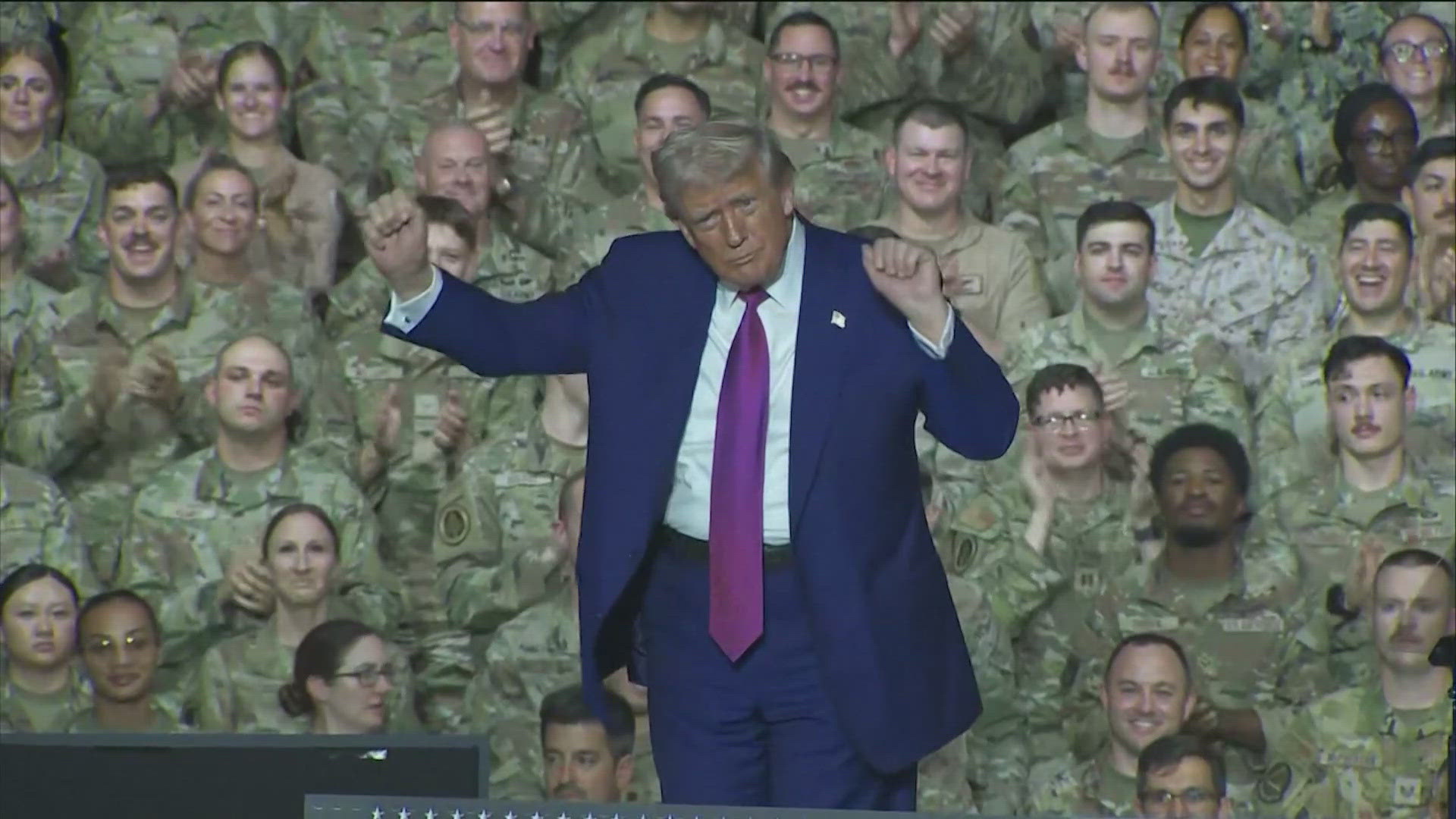 The president delivered a speech to the largest U.S. military facility in the region during his Middle East visit. 