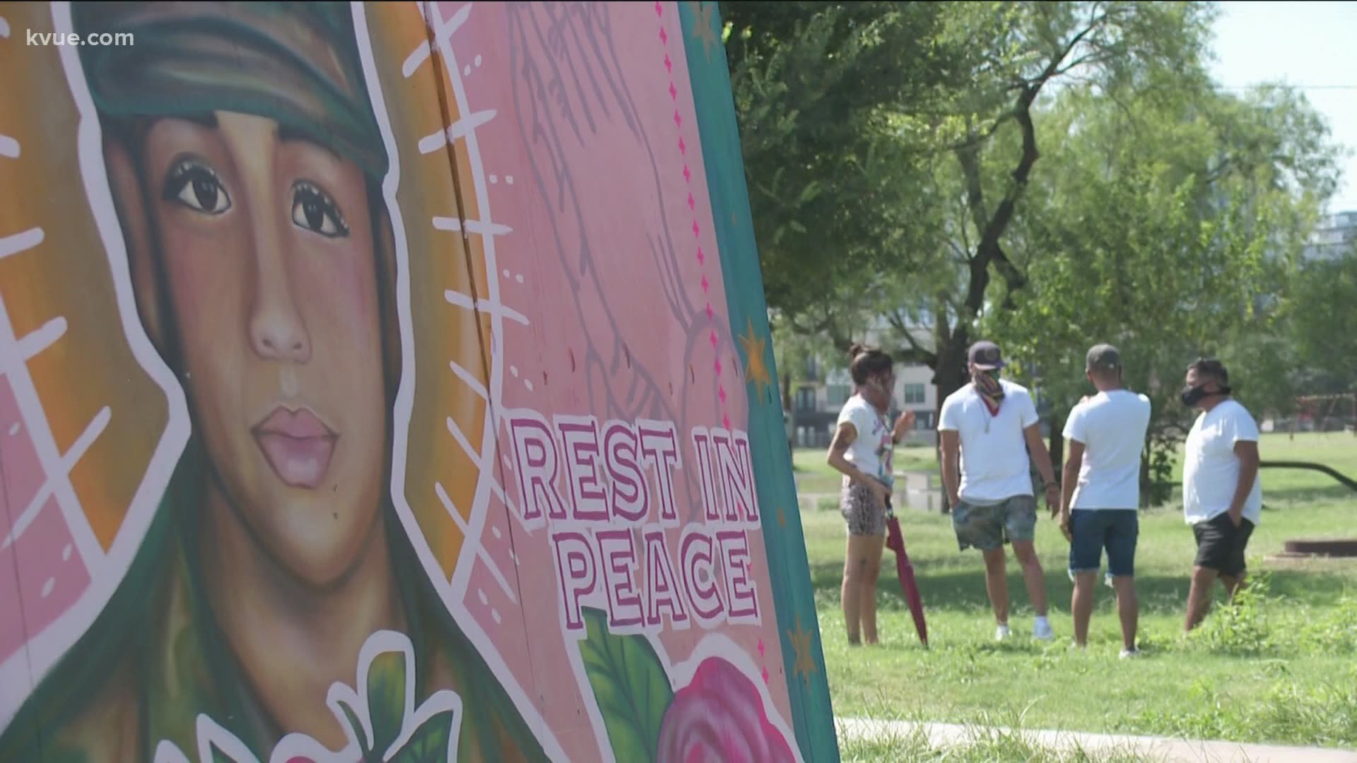 Austinites gathered for a march for Fort Hood solider Vanessa Guillen in East Austin Sunday evening.