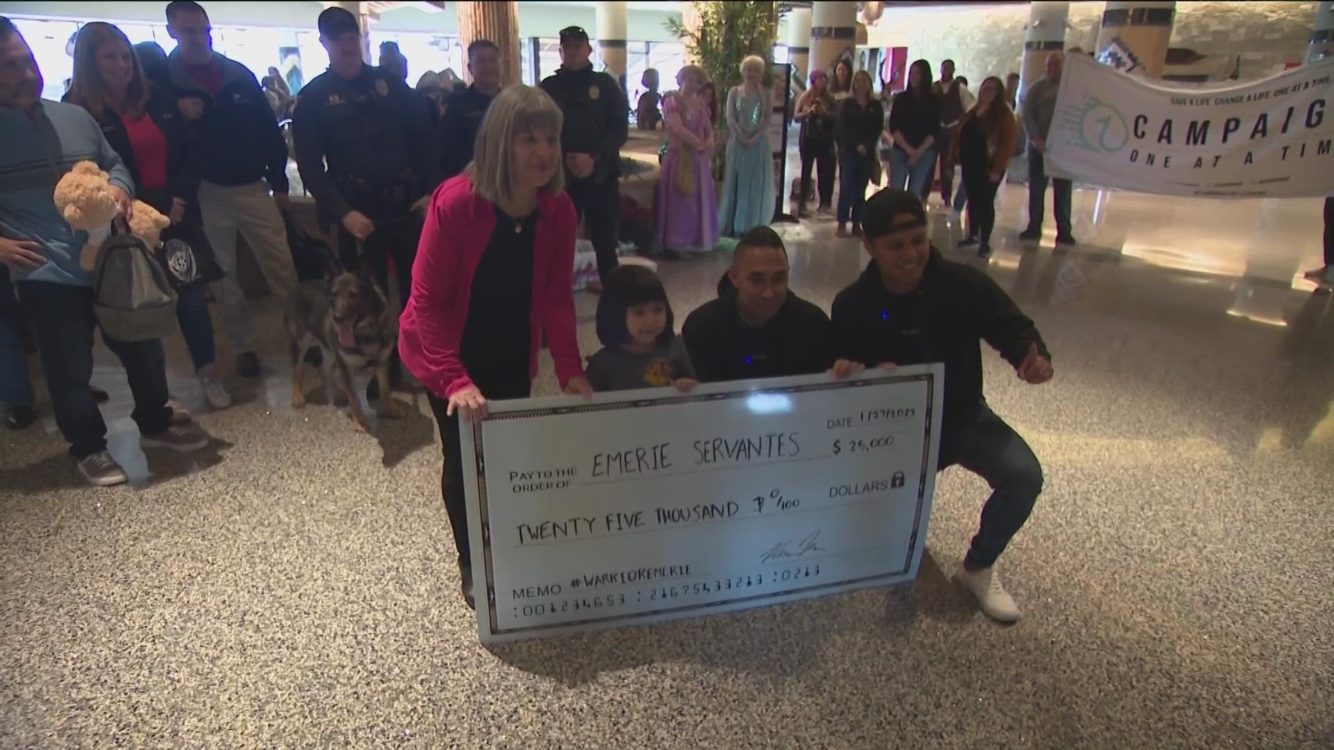 Emerie is five years old and has been battling cancer, and she recently lost her parents. On Friday, she was able to go on her dream trip to Kalahari Resorts.