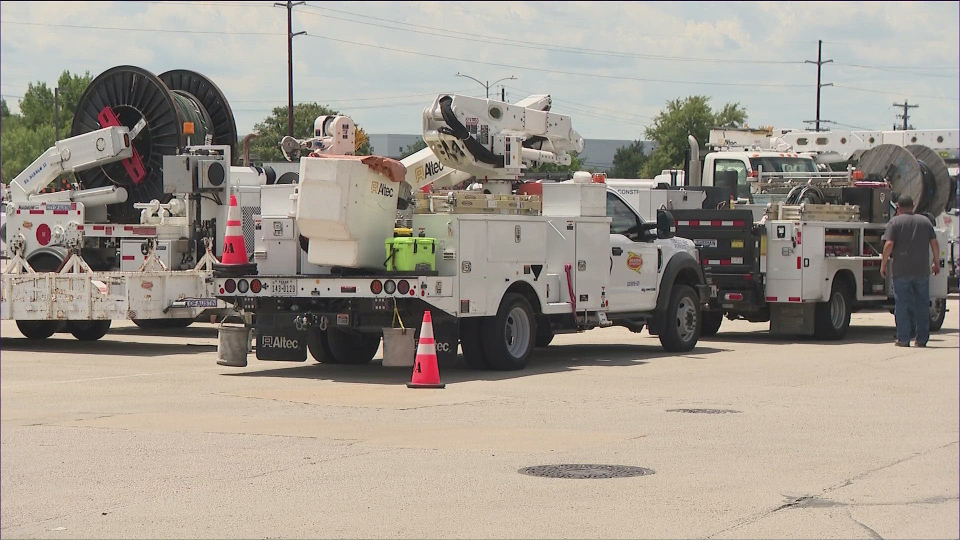 Austin Energy crews were deployed Tuesday to help restore power in the Houston area.