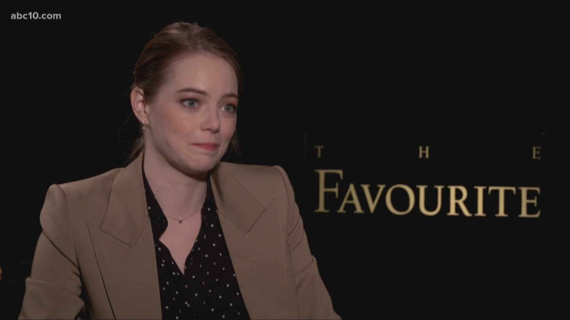 Mark S. Allen spoke with Oscar-winning actress Emma Stone about "The Favourite," a movie in which she's nominated for best supporting actress.