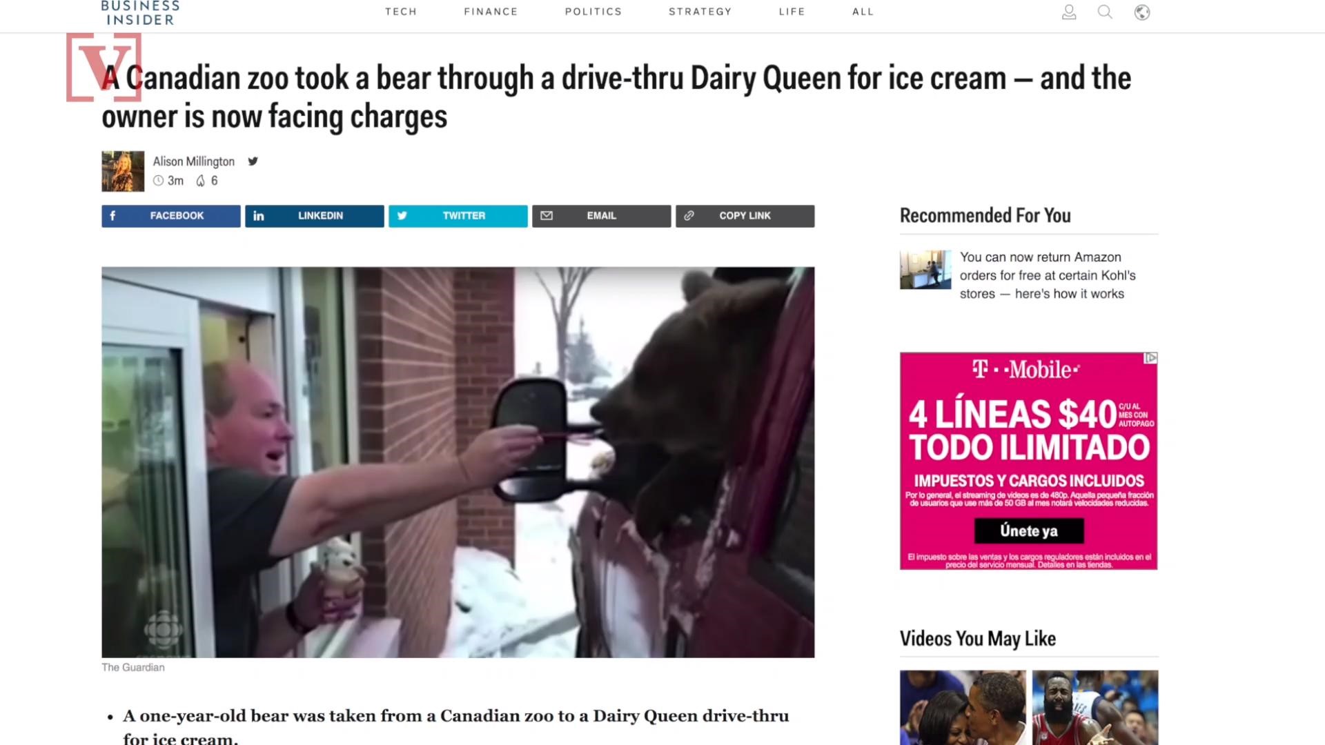 A viral moment showing a bear eating an ice cream cone from the drive-thru of a Dairy Queen in Canada, now under investigation according to Business Insider. Nathan Rousseau Smith has the story.