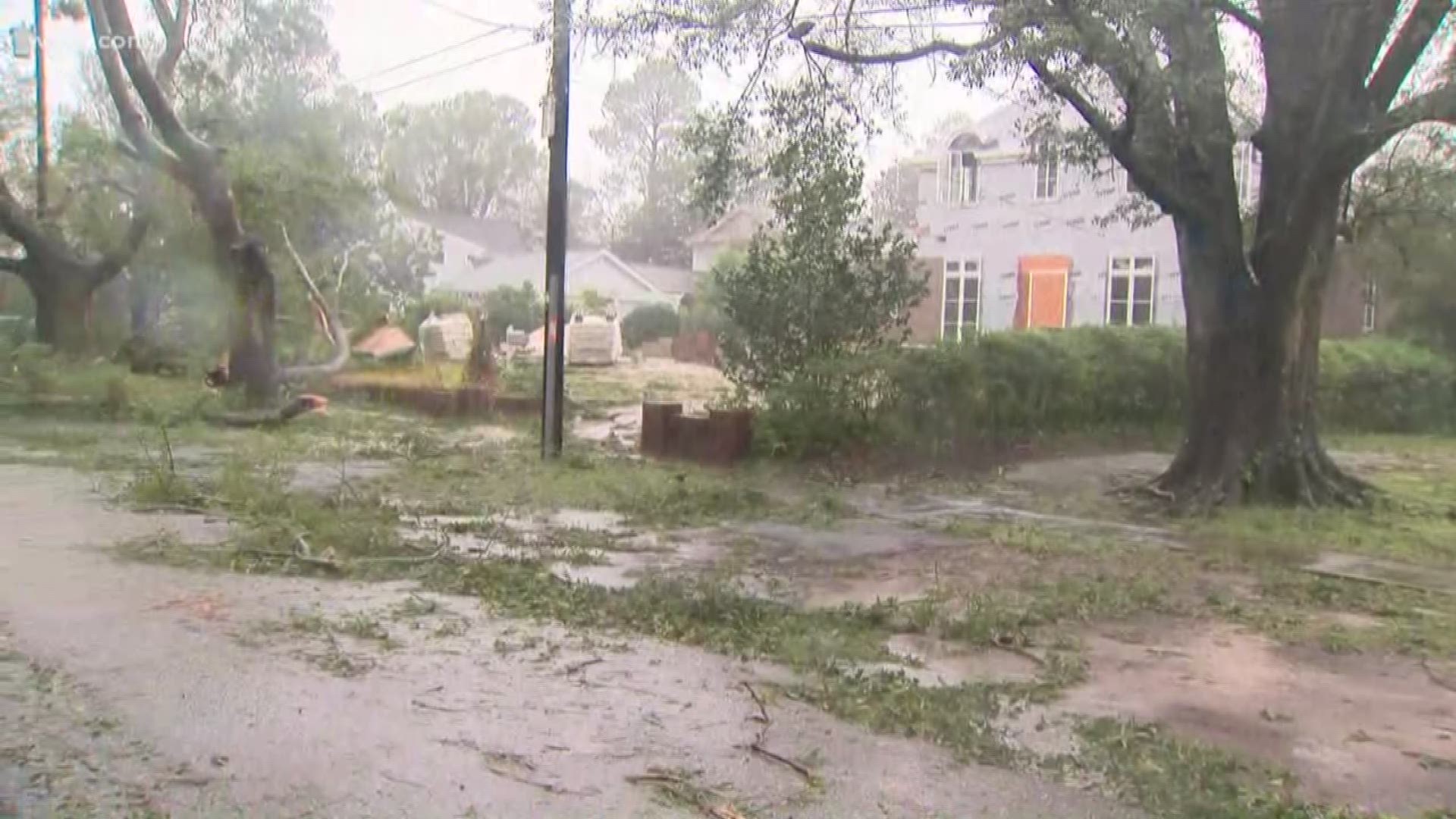 Devastating images from Wilmington, North Carolina show large downed trees covering roads and property after Hurricane Florence.