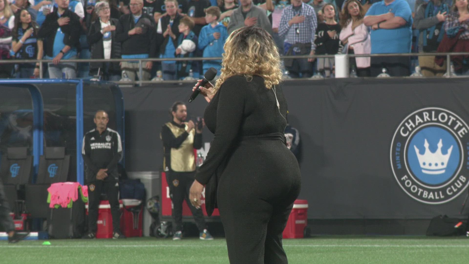 During Charlotte FC's first home match on Saturday, fans provided a helping hand after technical difficulties during the national anthem.