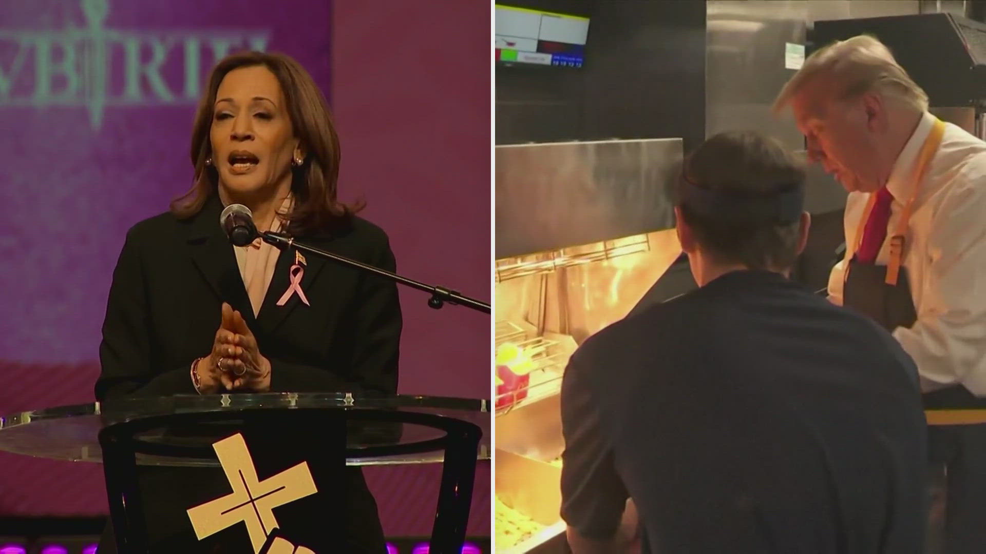 Harris was joined by her pastor over the weekend while Trump served drive-thru customers.